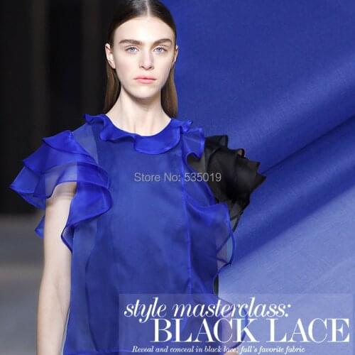 Navy blue Silk organza fashion popular sericiculture and silk thin shirt clothes fabric rawsilk spring and summer