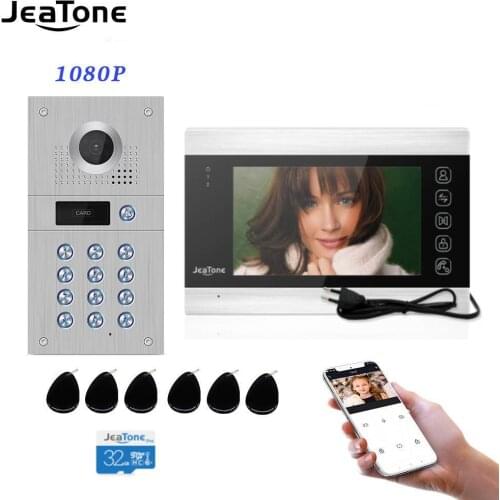 Jeatone 7'' WIFI Smart Tuya Video Door Phone Intercom System with 720P/AHD Doorbell Recording, Support iOS/Android Remote Unlock