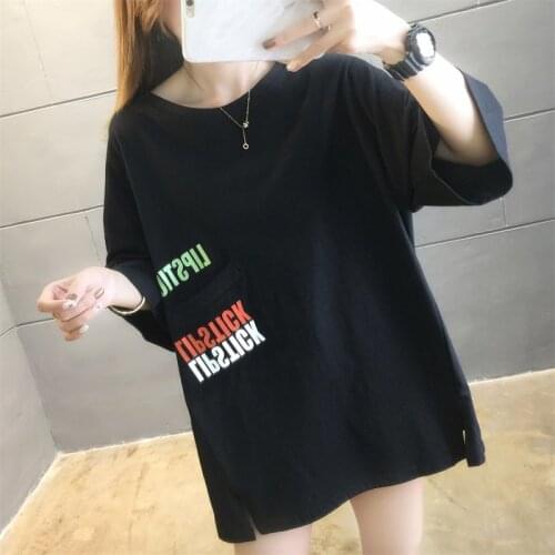 Large Size Women Summer Length T-shirt Half Sleeve loose Comfortable T-shirt Fashion Summer Short Sleeves