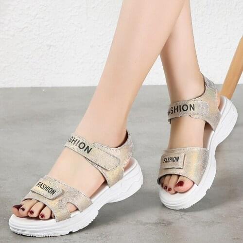 2020 New Hot Sale Sandals Women Summer Slip On Shoes Peep-toe Flat Shoes Roman Sandals Ladies Flip Flops Sandal Microfiber