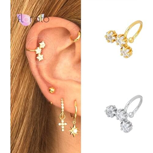 Plated 24K Gold/925 Silver Crystal Five-pointed Star Clip Earring For Women Without Piercing Ear Cuff Jewerly Gift