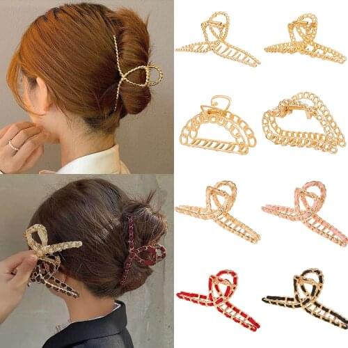 Simple Metal Hollow Out Geometric Hair Claw Ladies Elegant Hair Accessories Cross Crab Bath Clip For Women Fashion Girl Headwear