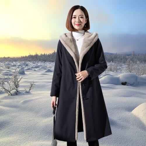 2021 Autumn And Winter New Clothes Womens Long Coat Korean Version Tide Imitation Mink Inner Liner Imitation Fur Coat Women