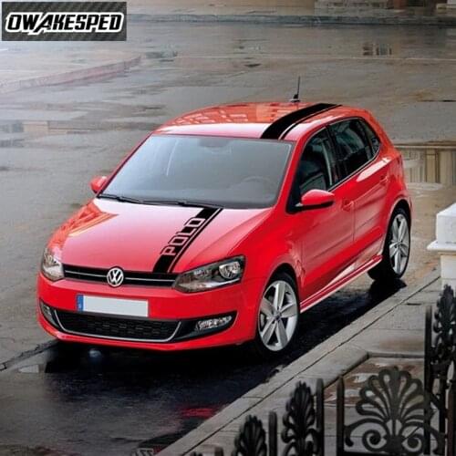 1set Whole Body Car Sticker Racing Sport Stripes For Volkswagen POLO GTI-R LINE-R WRC-TSI Auto Hood Roof Tail Decor Vinyl Decals