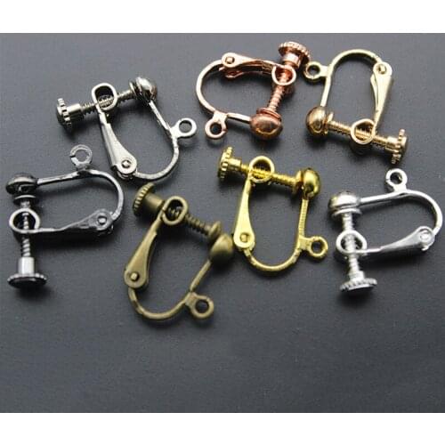 10pcs 15*13mm No Pierced Ear Clips Screw Ear Clip Earring Rotate Pads Earring Base Blank Bezel For Jewelry Making Supplies
