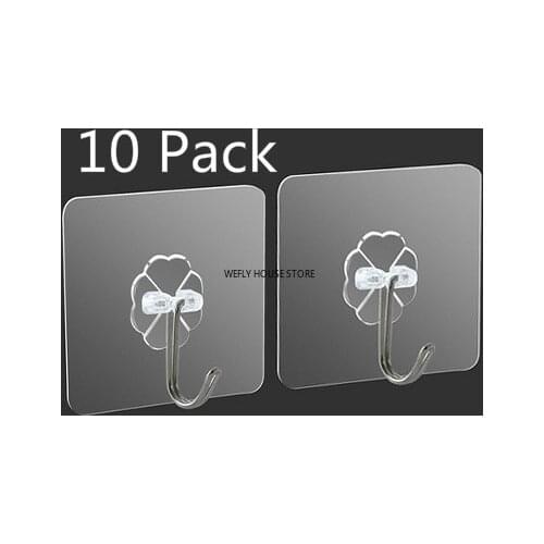 10PCS Strong Transparent Self Adhesive Door Wall Hangers Suction Cup Sucker Wall Hooks Hanger for Kitchen Bathroom Accessories