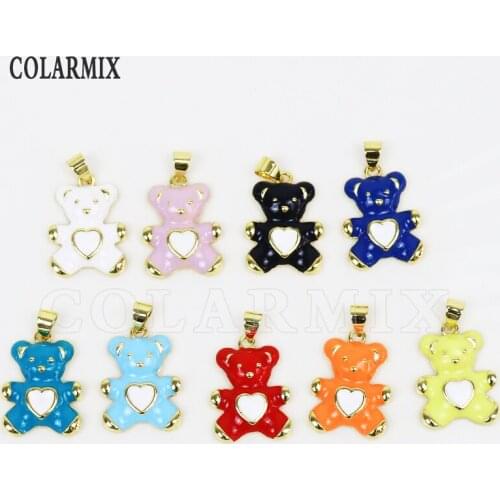 12 Pcs Enamel pendant Bear Mix color lovely pendant fashion Jewelry necklace pendant Fashion jewelry Gift 7529