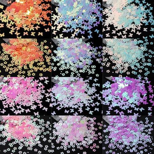 12 Bags Butterfly Nail Glitter Flakes Plum Flower Sequins Nail Art Accessories French Manicure Nail Supplies For Professionals