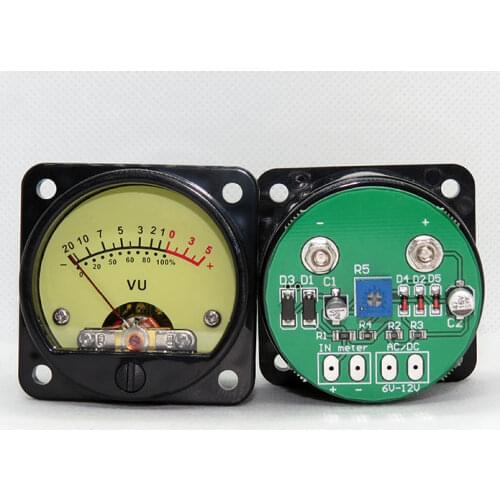 2pcs 45mm Big VU Meter Stereo Audio Amplifier Board level Indicator Adjustable With Driver Board