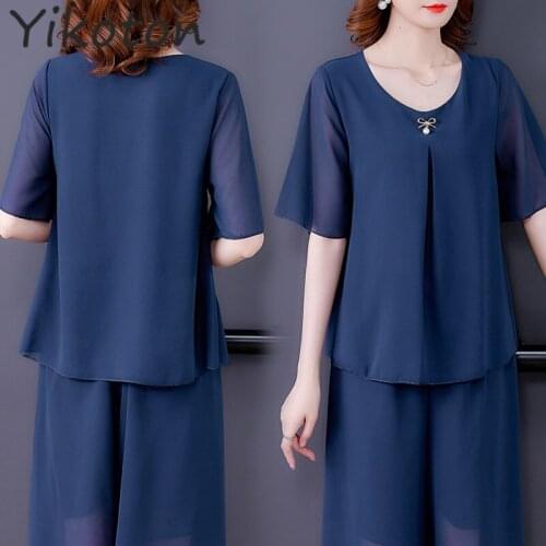 2021 Summer Blouse Shirt For Women Fashion Short Sleeve O Neck Casual Blue Chiffon Shirts Tops Plus Size 5XL Blusas Mujer Clothe