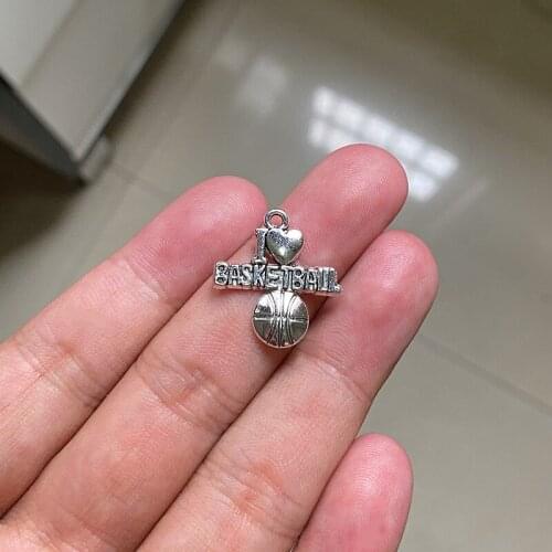 30pcs/Lot I Love Basketball DIY Handmade Pendant Necklace Bracelet Earrings Accessories Charms Findings Jewelry Making Supplies