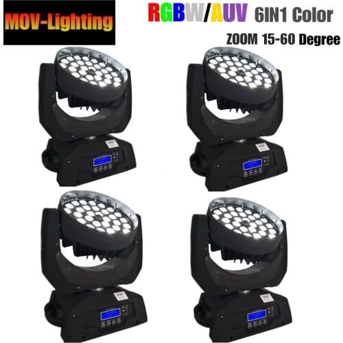 4pcs/lot LED 36x18w RGBWauv 6in1 Moving Head Light Professional DJ /Bar /Party /Show
