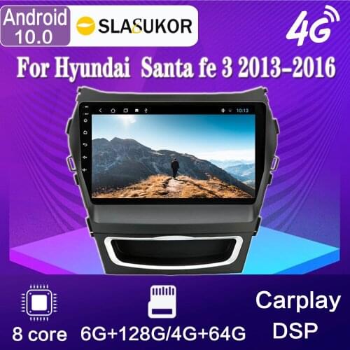 For Hyundai Santa Fe 3 Android 10 4G 2013-2016 Car Radio Multimedia Video Player Navigation GPS DVD Floating Window Split Screen