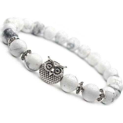 Bohemian Fashion Personality 8mm Natural Stone Beads Owl Bracelets