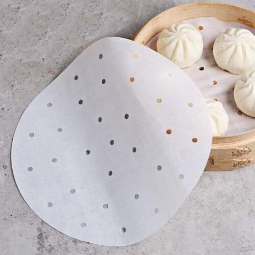 50pcs Round Disposable Perforated Paper Bamboo Steamer Paper Liners Air Fryer Steamer Papers Kitchen Oven Baking Tools
