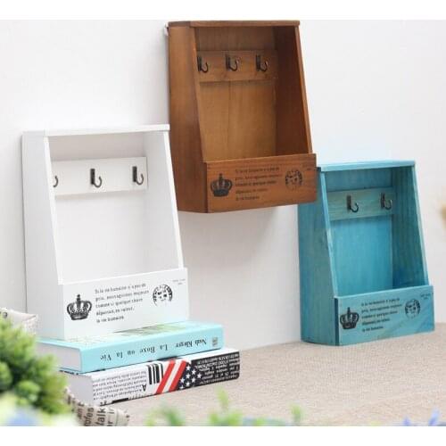 Wood Storage Box Wooden Shelf Display Holder Wall Hanging Decoration Sundries Boxes House Pattern Storage Holders & Racks
