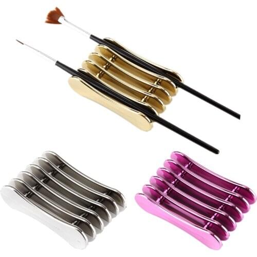 35f# 5 Grid Nail Art Penholder Carving UV Gel Crystal Pen Carrier Storage Nails Salon Brush Rack Manicure Tool Stand Holder