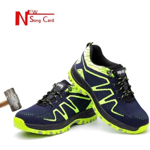 New song card Breathable Mens anti-smashing piercing Steel Toe work Safety shoes Indestructible Protective work sneakers boots