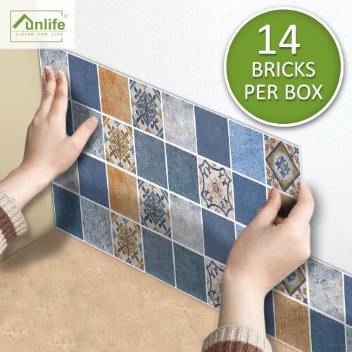 Funlife® Vintage Pattern Tile Stickers Peel & Stick Self-Adhesive DIY Wallpaper for Kitchen Backsplash Furniture Bathroom Decor
