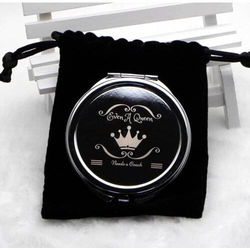 Personalized Compact Mirror FREE Custom engraved Pocket Mirror Chrome Silver +Black Velvet Bag #18032