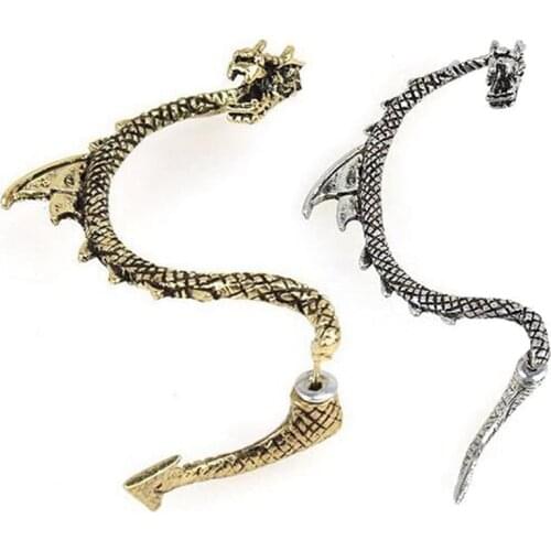 1PCS Personality Gothic Punk Rock Vintage Dragon Ear Cuff Earrings For Women Men Earcuff Orecchini