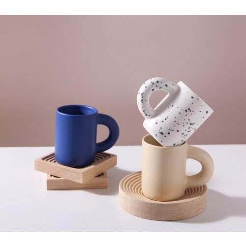 Nordic Creative Ceramic Mug With Fat Handle Personalized Handmade Coffee Tea Milk Cup Kitchen Decor Unique Gift For Women Friend