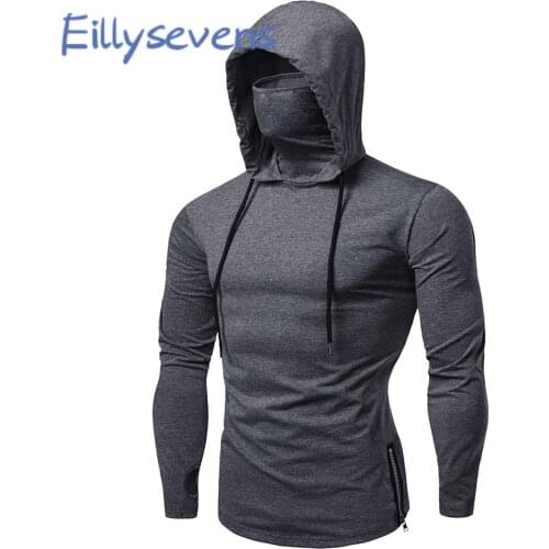 2021 Autumn Winter man Hoodies Long Sleeves With mask Solid color Sweatshirts quality jogger texture Drawstring pullovers