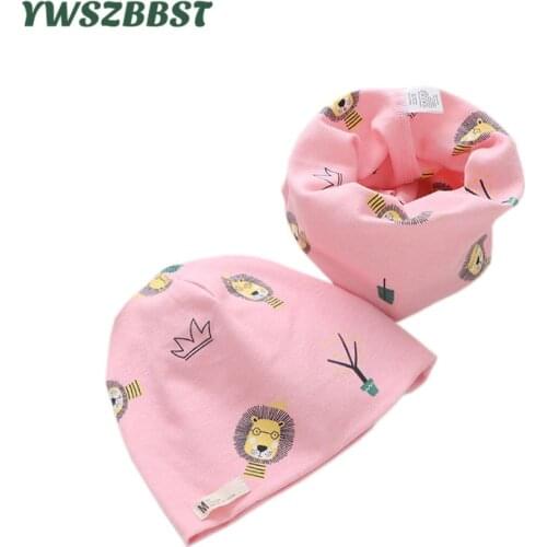 New Spring Autumn Baby Hat Set Cotton Baby Head Cover Boys Girls Warm Cap Scarf Kids Beanies Sets Winter Children Hats Scarf