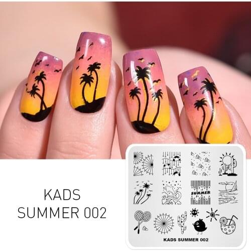 Nail Stamping Templates Nail Art Stamp Plate Image Nail Printing art Stencils Beach Free Scene Image Stencil Nail Art