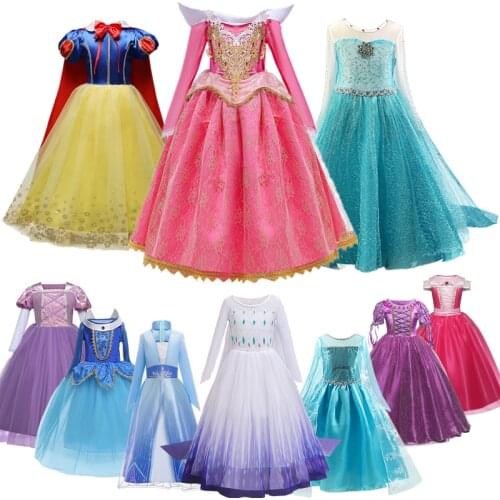 Little Girls Princess Role-play Dress Up Girls Children New Year Party Dress Fancy Full Sleeve Princess Costume Dress