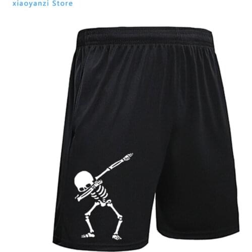 Hip Hop Dabbing Skeleton Mens pants Black running short Men Funny Skull sport shorts