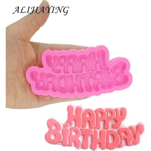 DIY Happy birthday shape Sugarcraft Silicone Molds letter Gumpaste Chocolate Fondant Cake Decorating Tools wholesale D1333