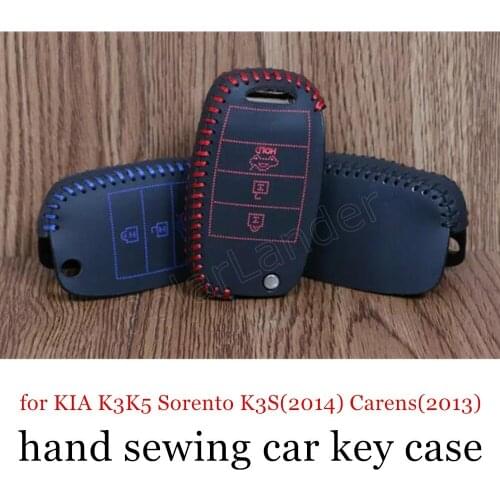 Only Red new coming Key Case Car Hand Sewing Leather Key Cover car accessory for KIA K3K5 Sorento K3S(2014) Carens(2013)