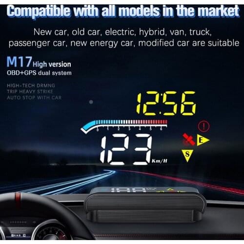 Universal Car HUD Head Up Display M17 OBD2 II EUOBD Over-Speed Warning System Projector Windshield Auto Electronic Voltage Alarm