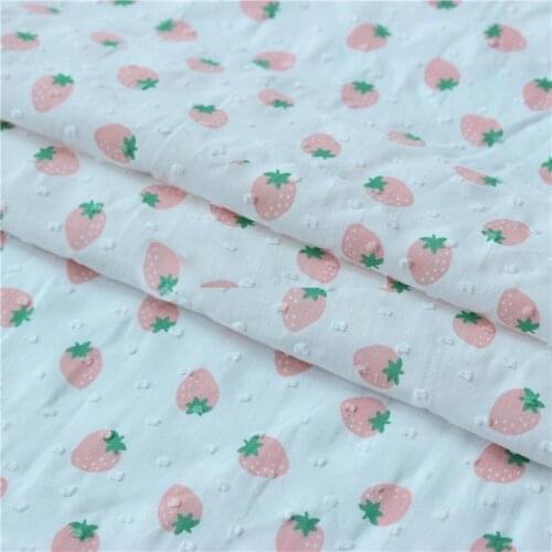 100cm*150cm Strawberry Japan Jacquard Pure Cotton Fabric Soft Shirt Material Kids
