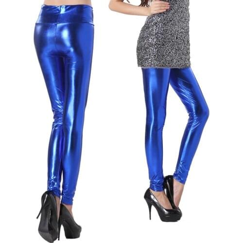 Women Shiny PU Leather Pants High Waist Stretch Hip Leggings Spring Party Club Pencil Pants Ladies Breathable Slim Long Trousers