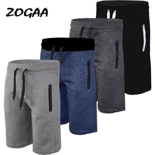 ZOGAA 2020 summer new mens sports casual five-point solid color zipper stitching pants fitness training shorts