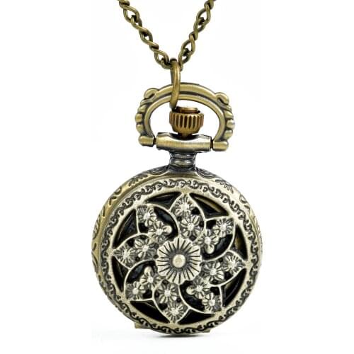 10pcs/lot )Antique bronze 8 leaf Flower Pocket Watch Necklace watch pendant.Factory outlet wholesales party gift S007