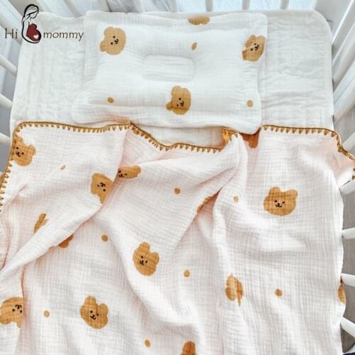 100*100cm Baby Soft Swaddle For Infants Bath Towel Cotton Baby Blanket Toddler Bedding Products for Newborn Kids with Pillow