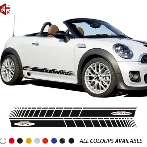 2 Pcs Car Door Side Stripes Skirt Sticker John Cooper Works Style Body Decal For MINI Roadster R59 JCW Cooper S Accessories