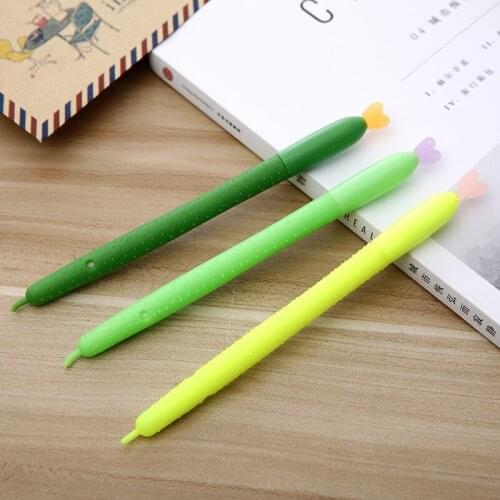 24 Pcs Student Gift Learning Stationery Creative Cucumber Flower Black Gel Pen Office Cute Stationary Material Escolar Criativo