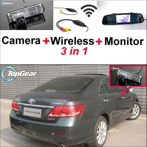 3 in1 Special Camera + Wireless Receiver + Mirror Monitor Easy DIY Backup Parking System For TOYOTA Aurion Camry XV40 2006~2011
