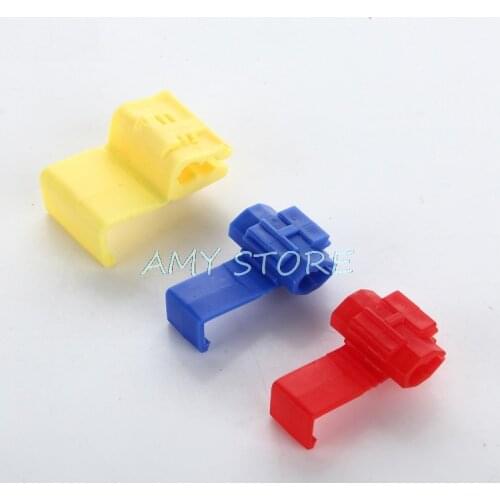 50PCS SET Red Yellow Blue 22-10AWG 0.5-4mm2 Scotch T Tap Lock Wire Cable Connectors Quick Splice Terminals Crimp Adapter