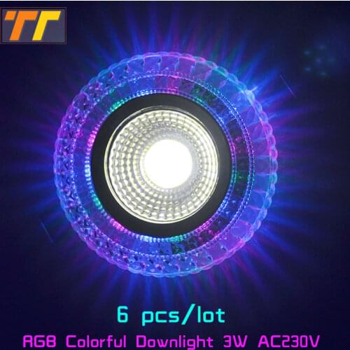 6pcs LED Downlight Round 3W 5W 7W 9W colorful LED Lamp phantom Color Panel Light RGB white Ceiling Recessed Acrylic AC 110V 220V