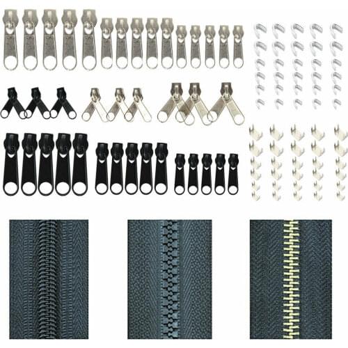 84Pcs Removable Fix Zipper Slider Zipper Head Universal Kit Replacement For Broken / Wearable Sliders Instant Repair Zipper