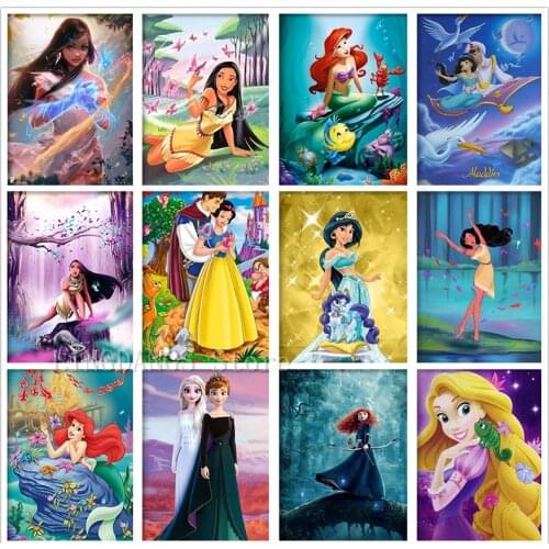 5D DIY Diamond Painting Disney Movie Pocahontas Frozen Collection Princess Diamond Mosaic Embroidery Cross Stitch Art Home Decor