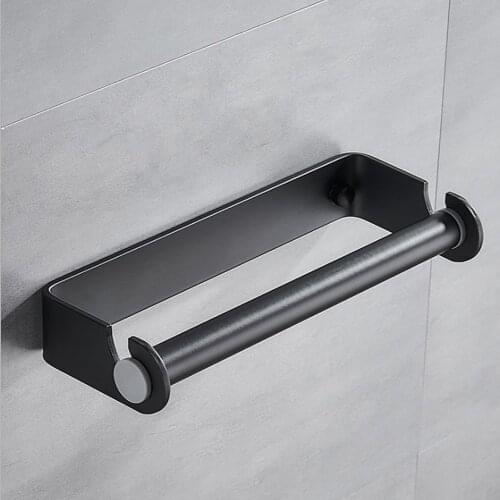 Free-punch Kitchen Paper Holder Bathroom Towel Holder Space Aluminum Roll Paper Holder Kitchen Plastic Wrap Holder