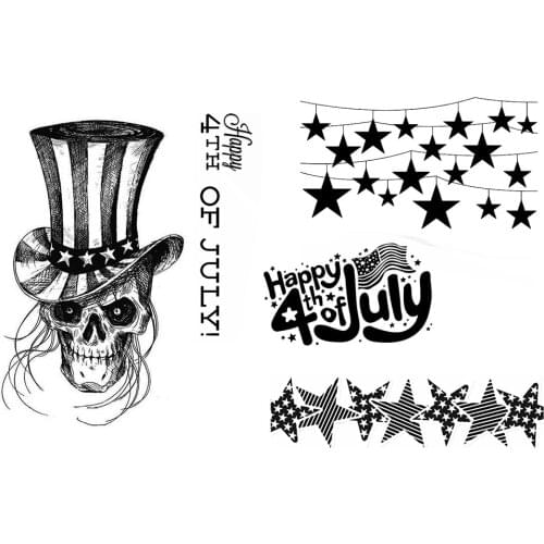 Happy July Skull Avatar Clear Stamps/Seal For DIY Scrapbooking Card Making Album Decorative Silicone Stamp Craft