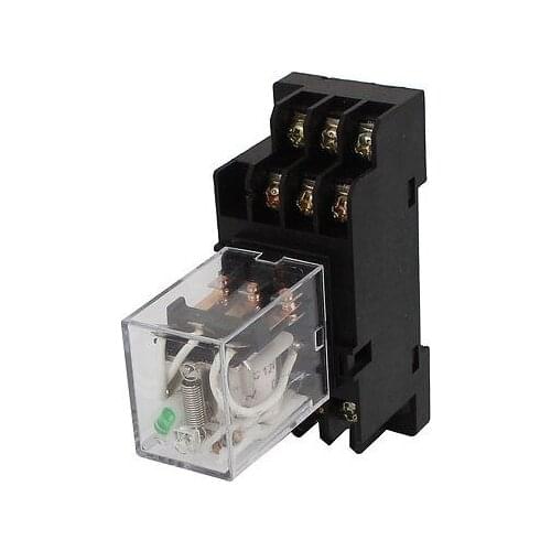 DC 12V Coil 11 Pin DPDT Green LED Pilot Lamp Electromagnetic Power Relay