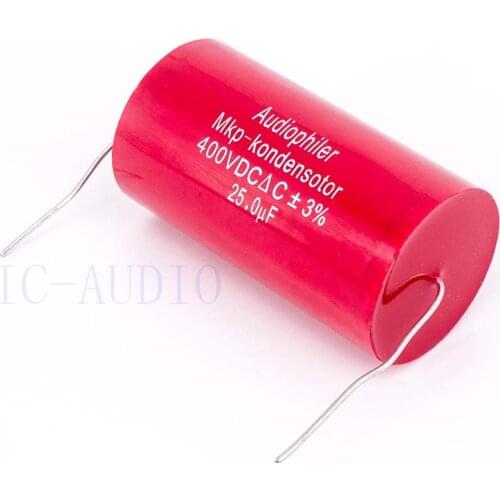 Audiophiler Mkp Capacitor 25uf 400V DC 3% HIFI Fever Electrodeless Capacitor Audio Capacitor Coupling Frequency Dividing 25uf